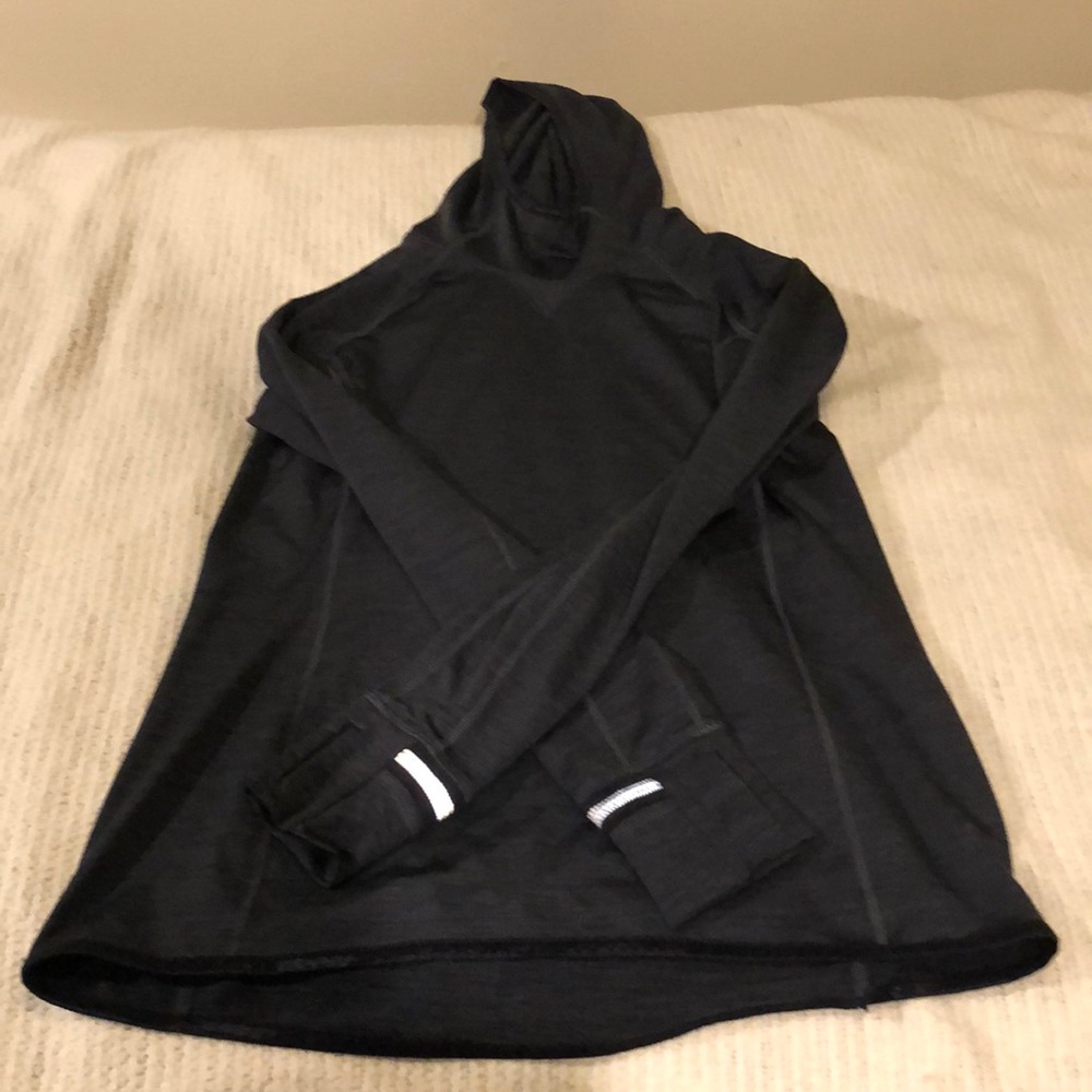 Women’s gray hooded exercise sweatshirt
